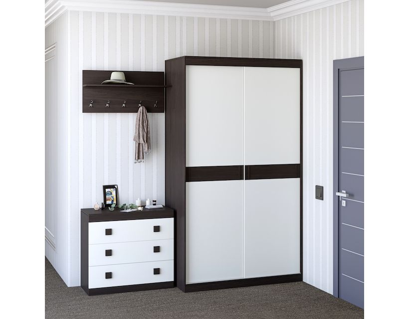 Передпокій Еверест Соната комплект 14 (модульний - 3 елементи) венге темний + білий (DTM-2526) в інтернет магазині меблів "Меблі Даром"