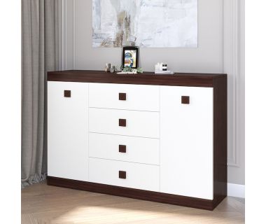 Великий комод Еверест на 4 ящики Соната-8 140х38х94 венге темний + білий (DTM-2015)
