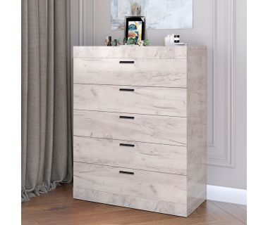 Высокий комод Эверест на 5 ящиков Соната-2 80х38х101 дуб крафт белый (DTM-2695) Высокий комод Эверест на 5 ящиков Соната-2 80х38х101 дуб крафт белый (DTM-2695)