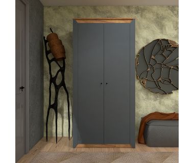 Шкаф двухдверный Эверест Нордик-990 Графит + Дуб крафт золотой (DTM-5536)