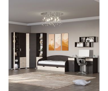 Спальня Дитяча Еверест Бриз Комплект 12 (модульна - 7 елементів) венге + дуб молочний (DTM-2572) Спальня Дитяча Еверест Бриз Комплект 12 (модульна - 7 елементів) венге + дуб молочний (DTM-2572)