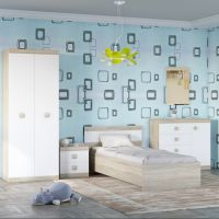 Спальня Детская Эверест Соната Комплект 7 (модульная - 4 элемента) дуб сонома + белый (DTM-2591)