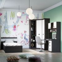 Спальня Детская Эверест Соната Комплект 11 (модульная - 6 элементов) венге темный + белый (DTM-2595)