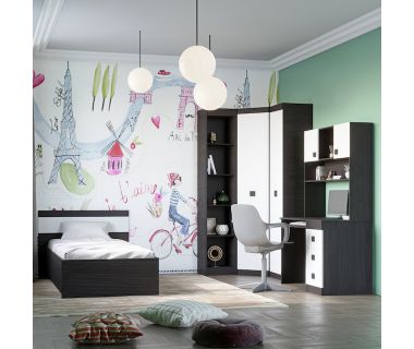 Спальня Дитяча Еверест Соната Комплект 11 (модульна - 6 елементів) темний венге + білий (DTM-2595) Спальня Дитяча Еверест Соната Комплект 11 (модульна - 6 елементів) темний венге + білий (DTM-2595)