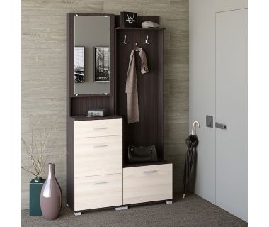 Прихожая Бриз-1 Эверест с тумбой для обуви ТО-4 венге + дуб молочный (DTM-2663)
