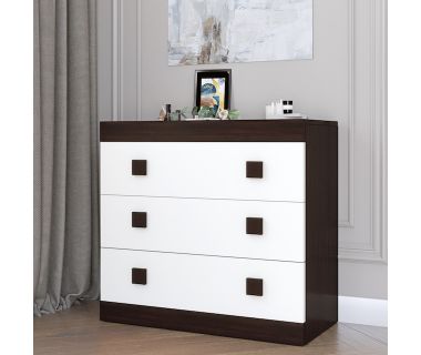 Комод Эверест на 3 ящика Соната-1 80х38х75 венге темный + белый (DTM-2046) Комод Эверест на 3 ящика Соната-1 80х38х75 венге темный + белый (DTM-2046)