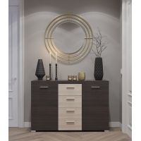 Большой комод Эверест К-7 Британия 140х38х92 венге + дуб молочный (телескопические) (DTM-2473)