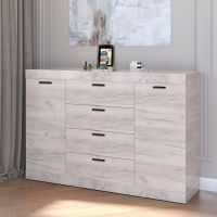 Большой комод Эверест на 4 ящика Соната-8 140х38х94 дуб крафт белый (DTM-2707)