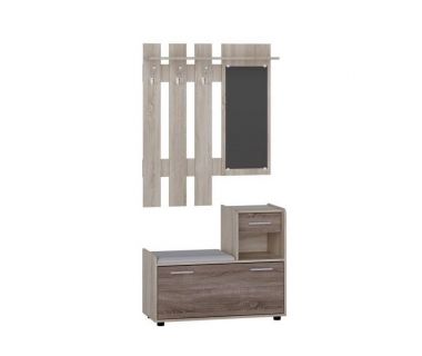 Прихожая Эверест Тандем с вешалкой и тумбой (правая) для обуви сонома + трюфель (DTM-2457)