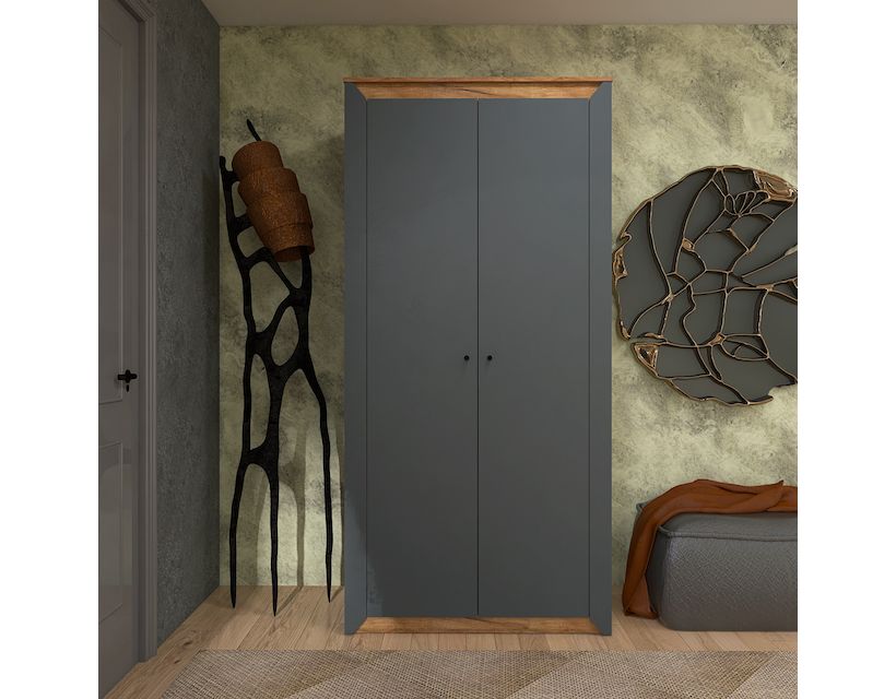 Шафа дводверна Еверест Нордік-990 Графіт + Дуб крафт золотий (DTM-5536)