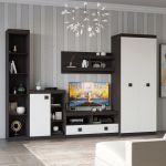 Гостиная стенка Эверест Соната 5 (модульная - 5 элементов) венге темный + белый (DTM-2513)