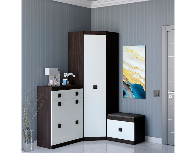 Передпокій Еверест Соната комплект 15 (модульний - 3 елементи) венге темний + білий (DTM-2527) в інтернет магазині меблів "Меблі Даром"