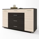 Комод для гостиной Эверест Бриз К-6 130х38х72.5 венге + дуб молочный (ролики) (DTM-2033)