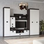 Вітальня стінка Еверест Соната 6 (модульна - 5 елементів) венге темний+білий (DTM-2241)