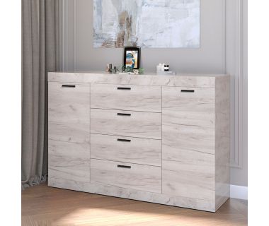 Большой комод Эверест на 4 ящика Соната-8 140х38х94 дуб крафт белый (DTM-2707) Большой комод Эверест на 4 ящика Соната-8 140х38х94 дуб крафт белый (DTM-2707)