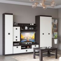 Вітальня Еверест Соната Комплект 22 (модульна - 6 елементів) венге темний + білий (DTM-2508)