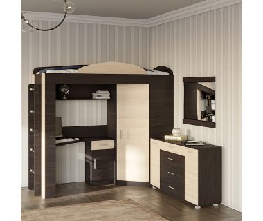 Спальня Дитяча Еверест Бриз Комплект 11 (модульна - 3 елементи) з комодом Бриз К-6 (ролики) венге + дуб молочний (DTM-2568) Спальня Дитяча Еверест Бриз Комплект 11 (модульна - 3 елементи) з комодом Бриз К-6 (ролики) венге + дуб молочний (DTM-2568)