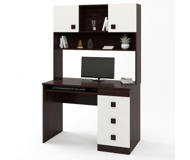 Стол письменный с надстройкой Эверест Соната венге темный + белый (DTM-2628) Стол письменный с надстройкой Эверест Соната венге темный + белый (DTM-2628)