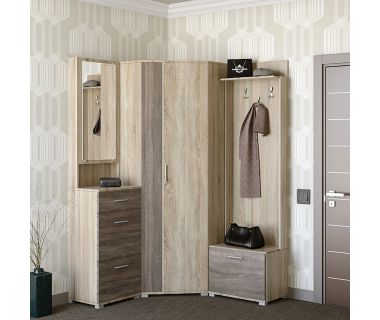 Прихожая Эверест Бриз-3 с угловым шкафом ШКУ-14 (3 элемента) сонома + трюфель (DTM-2657)