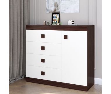 Комод з дверима та 4-ма ящиками Еверест Соната-5 105х38х94 венге темний + білий (DTM-2064)