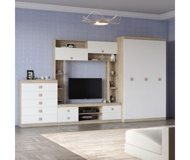 Вітальня стінка Еверест Соната 1 (модульна - 3 елементи) сонома+білий (DTM-2236)