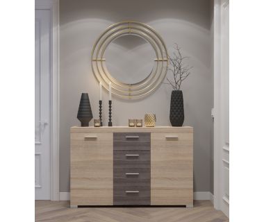 Большой комод Эверест К-7 Британия 140х38х92 сонома + трюфель (телескопические) (DTM-2474)