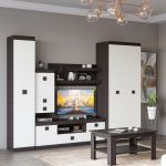 Гостиная Эверест Соната Комплект 22 (модульная - 6 элементов) венге темный + белый (DTM-2508)