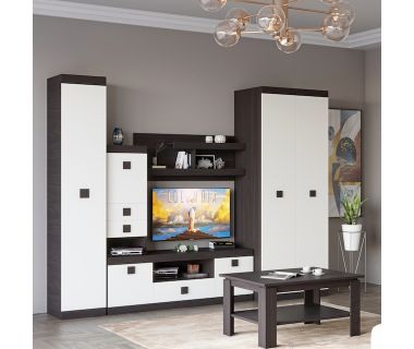 Гостиная Эверест Соната Комплект 22 (модульная - 6 элементов) венге темный + белый (DTM-2508)