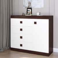 Комод з дверима та 4-ма ящиками Еверест Соната-5 105х38х94 венге темний + білий (DTM-2064)