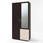 Шкаф прямой с зеркалом и ящиками Эверест Бриз ШП-4 венге + дуб молочный  (DTM-2479)