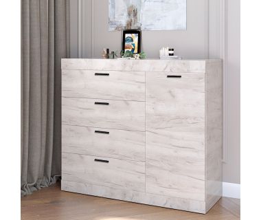 Комод с дверью и 4-мя ящиками Эверест Соната-5 105х38х94 дуб крафт белый (DTM-2701) Комод с дверью и 4-мя ящиками Эверест Соната-5 105х38х94 дуб крафт белый (DTM-2701)