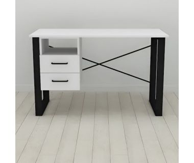 Письмовий стіл із ящиками Ferrum-decor Оскар 750x1400x700 метал Чорний ДСП Білий 16 мм (FRD-103275)