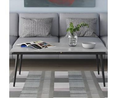 Стіл журнальний трансформер Dandi Small Ferrum-decor 45x120(160)x60 Чорний метал ДСП Бетон 16 мм (FRD-106785)