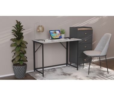 Раскладной стол Морис Ferrum-decor 750x1000x600 Черный металл ДСП Бетон 16 мм (FRD-104675)