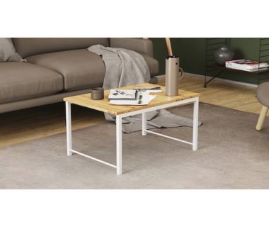 Стол журнальный приставной Терри Комбо Ferrum-decor 345x662x440 Белый металл ДСП Дуб Артизан 16 мм (FRD-105148)