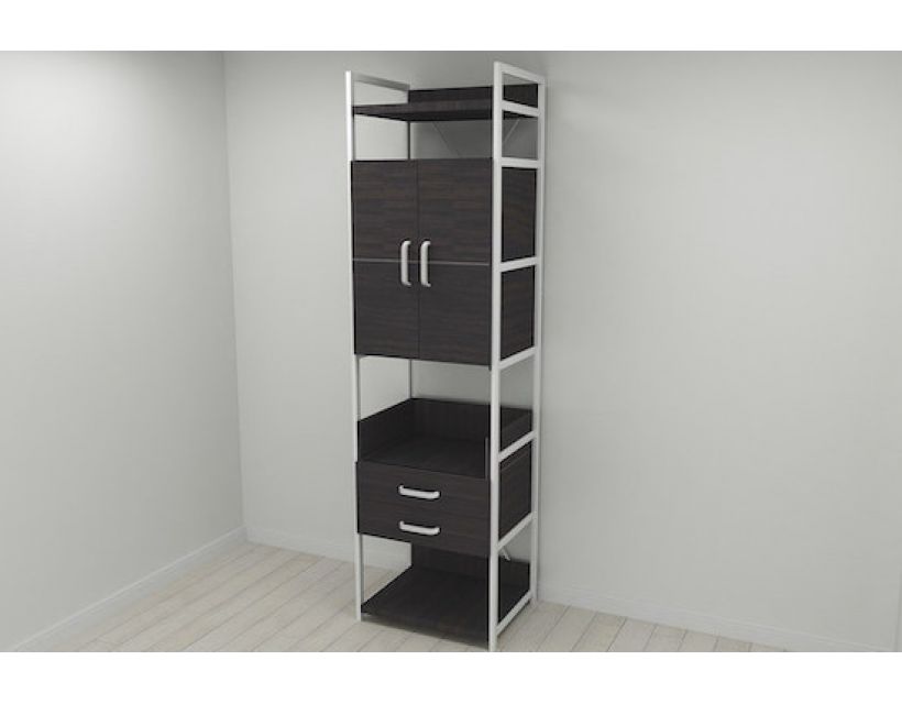 Шкаф Гардероб Уни секция 5 серии Коннект Ferrum-decor 220x60x50см Белый металл ДСП Венге Магия 32 мм (FRD-104520)