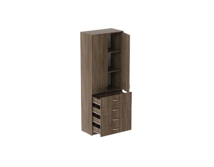 Шкаф Анжело Ferrum-decor на 3 полки с 2 дверями и 4 ящика 1900x700x380 ДСП Дуб Сонома Трюфель 16 мм (FRD-105029)