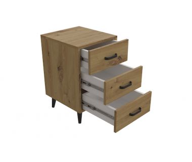 Тумба Вива 3 на конусных ножках Ferrum-decor 56,5x35x40 Черный металл ДСП Дуб Артизан 16 мм (FRD-106824)