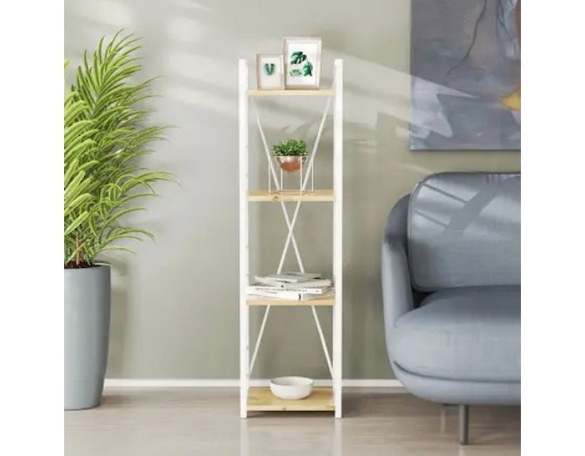 Этажерка 4/34 Ferrum-decor Серии Коннект 120x34x28 белый ДСП Дуб Артизан 16мм (FRD-104279)