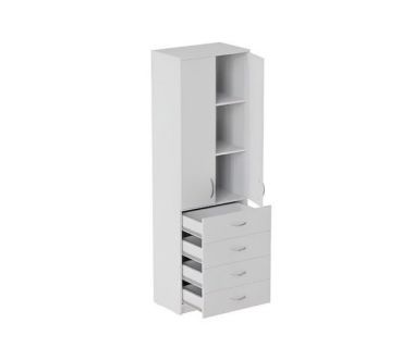 Шкаф Анжело Ferrum-decor на 3 полок с 2 дверями и 4 ящика 1900x600x380 ДСП Белый 16 мм (FRD-104989)