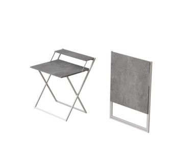 Стол трансформер Компакт 2 Ferrum-decor 750x790x720 Белый металл ДСП Бетон 16 мм (FRD-104703)