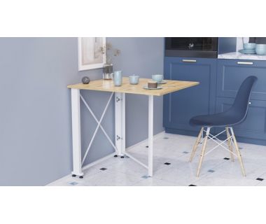 Стіл-книга трансформер Оріон 1 Ferrum-decor 750x810x730 Білий метал ДСП Дуб Артизан 16 мм (FRD-104609)