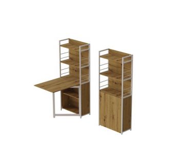 Стол книга с этажеркой Практик 2 Ferrum-decor 1555x640x990 Белый металл ДСП Дуб Артизан 16 мм (FRD-104637)