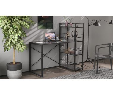 Письмовий стіл Серії Конект з етажеркою 75x120x60 чорний ДСП Сосна Кембра 16мм FRD-104224