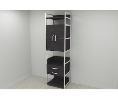 Шкаф Гардероб Уни секция 5 серии Коннект Ferrum-decor 220x60x50см Белый металл ДСП Венге Магия 32 мм (FRD-104520)