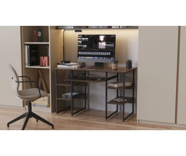 Комп'ютерний стіл Ferrum-decor Тім 75x120x60 чорний ДСП Дуб Сонома Труфель 16мм (FRD-103952)