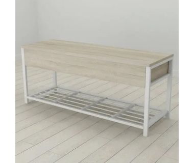 Банкетка із ящиком Ferrum-decor Дрейк 1 550x1000x400 метал Білий ДСП Сонома 16 мм (FRD-103055)