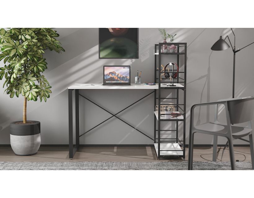 Письмовий стіл Ferrum-decor Серії Коннект з етажеркою 75x120x60 чорний ДСП Білий 16мм (FRD-104219)