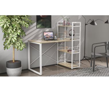 Письмовий стіл Ferrum-decor Серії Коннект з етажеркою 75x120x60 білий ДСП Дуб Сонома 16мм (FRD-104227)
