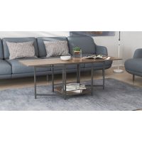 Стол журнальный трансформер Куб Комбо Ferrum-decor 540x532x500 Черный металл ДСП Дуб Сонома Трюфель 16 мм (FRD-105154)